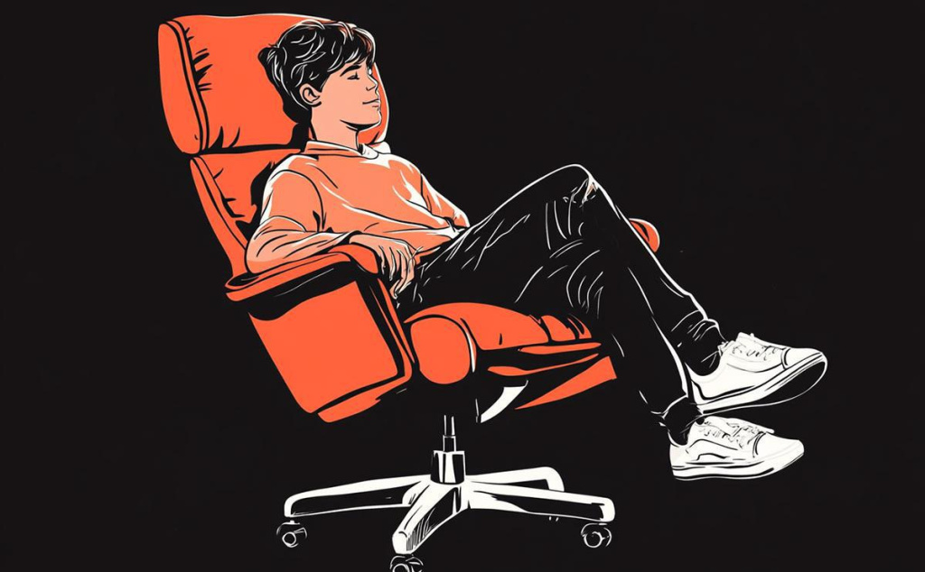 Подросток отдыхает на стуле Рисунок подросток отдыхает на стуле